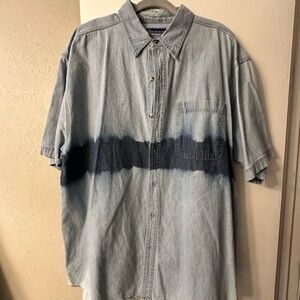 Vintage 90’s Island 2 Island Acid-Wash Tie-Dye Denim Men’s Button Down Size XXL